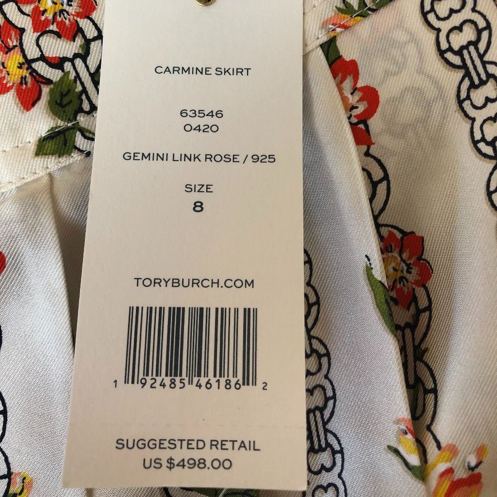 Carmine Pleated Gemini Link Rose Silk Skirt from Tory Burch - Picture 4 of 7